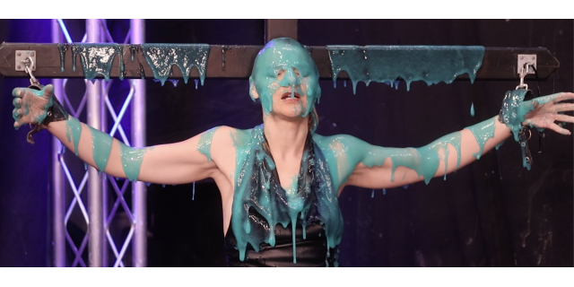 Kimberly gets kidnapped and gunged on the cross.